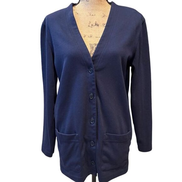 Lands' End Sweaters - Lands' End Women's Small Navy Blue Cardigan Sweater V-Neck Long Sleeve